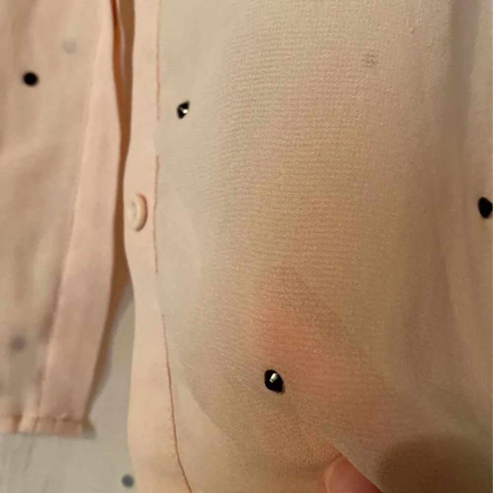 Sheer peach rhinestone blouse - Picture 3 of 3